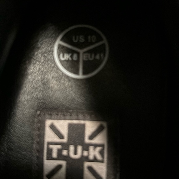 TUK Black Faux Suede Embroidered Stitching Lace Up Ankle Heeled ShoeBoot Size10 - Picture 2 of 6